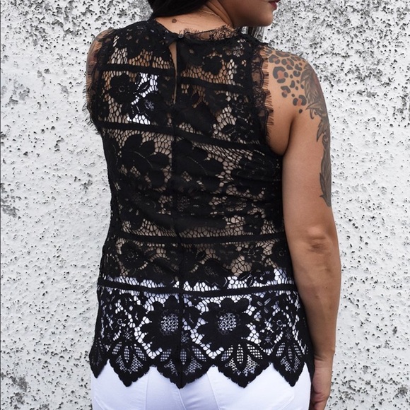 ONE MED LEFT! 🚨Black Lace Sleeveless Blouse - Picture 3 of 3